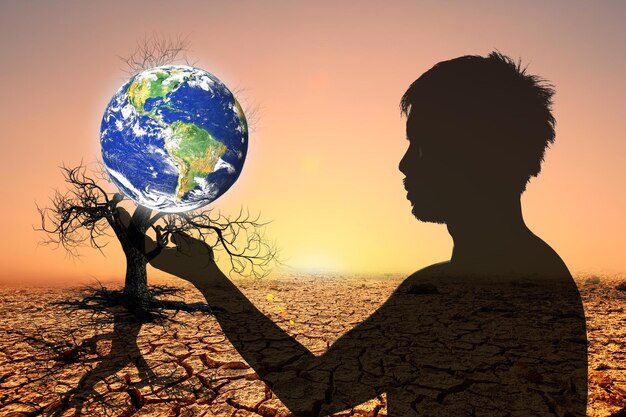 Foto liefde voor de aarde en bescherming van het milieu concept aarde dag aarde in de handen van de mensen