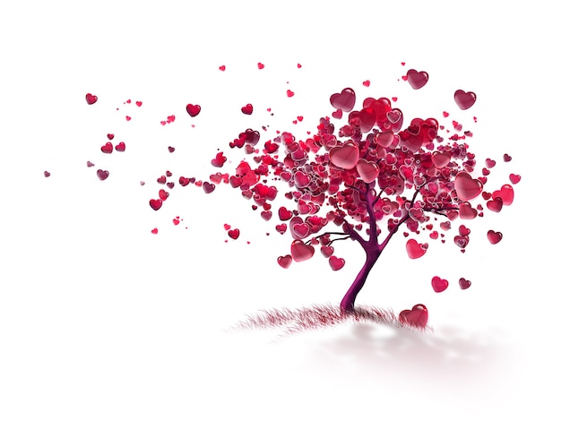 Liefdesboom met vliegende harten