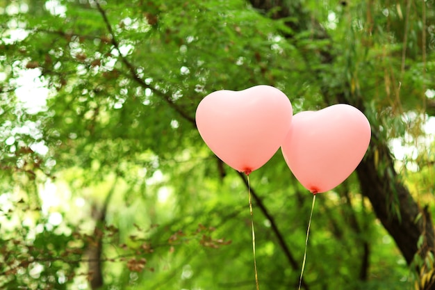 Liefdeshartballonnen, buitenshuis