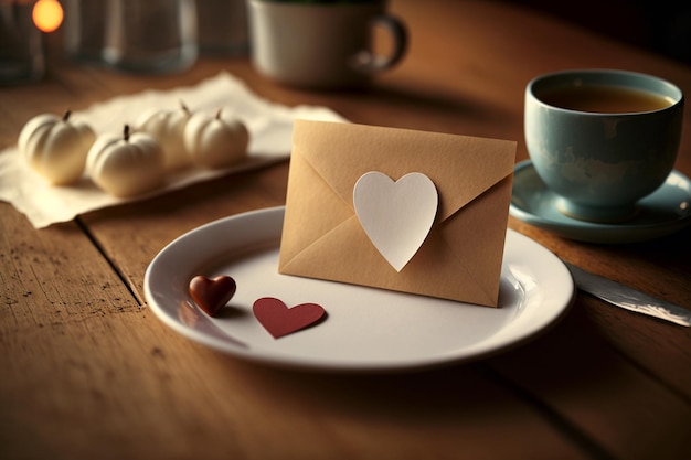 Liefdeskaart of liefdesenvelop met hartje Een liefdesbrief is een romantische manier om gevoelens te uiten of