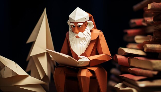 Foto lieve kerstman en kerst origami