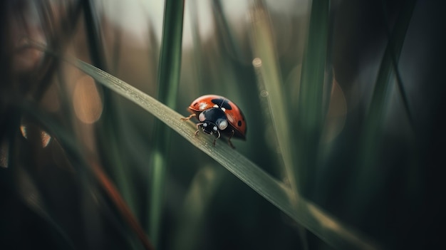 Lieveheersbeestje op een grassprietje