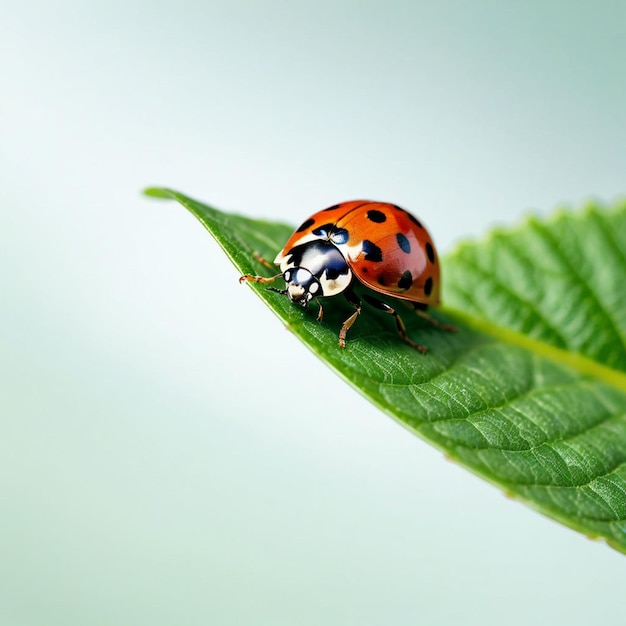 lieveheersbeestje op groen blad in de wilde natuur of in de tuin