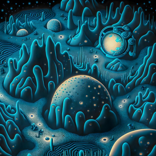 Photo life on another planet moon dig site pattern illustration