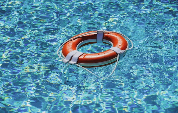 Life buoy in the sea or swimming pool