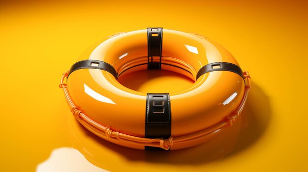Photo a life buoy on yellow