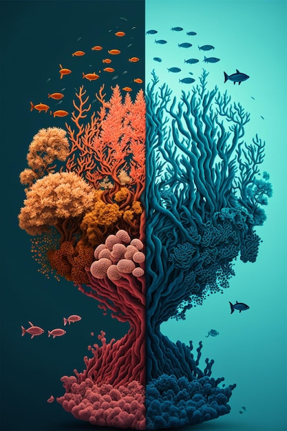 Life and Death Coral Reef, Digital Wallpaper