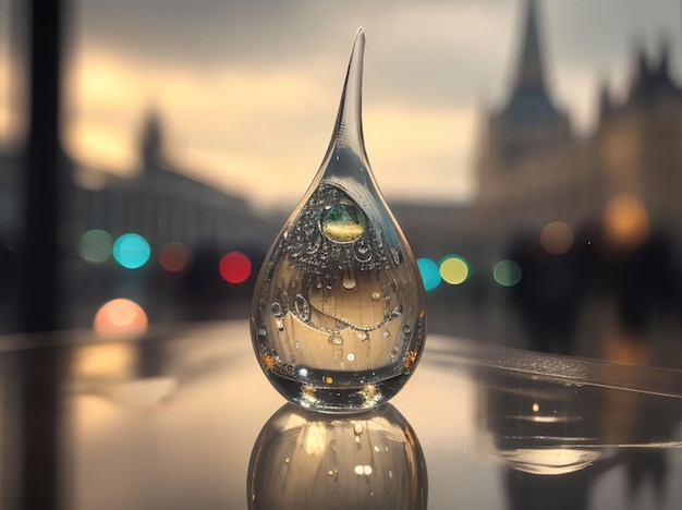 유리 빗방울 HDR 런던 배경의 선명한 초점 아름다운 빛 속의 생활