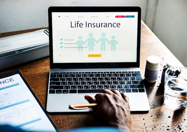 Life insurance plan on laptop screen