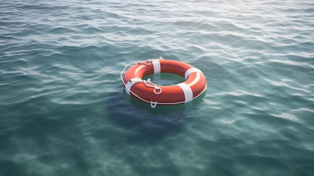 A life preserver floating in the ocean.