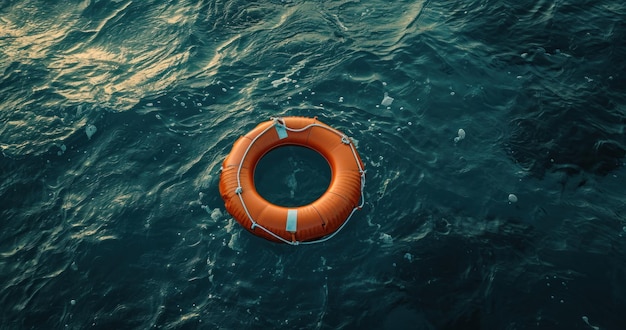 Photo a life saver floating at sea