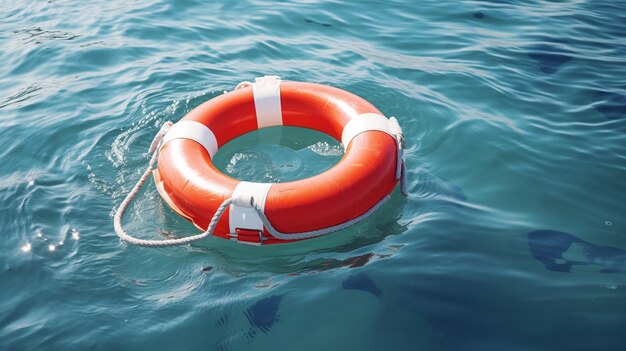 Foto lifebuoy drijvend in de zee ai gegenereerd