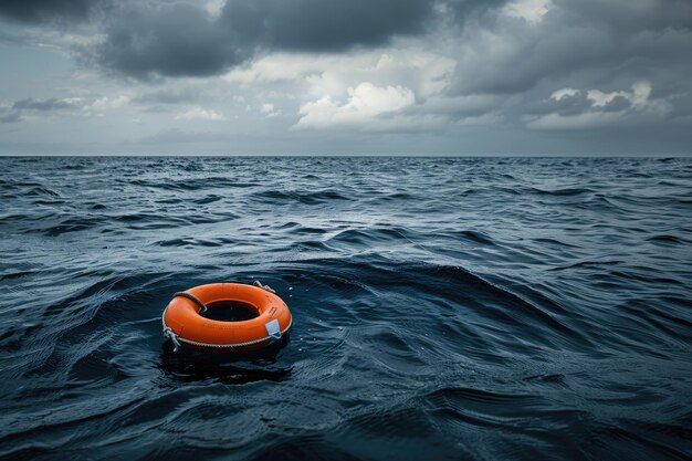 Photo lifebuoy floating at sea