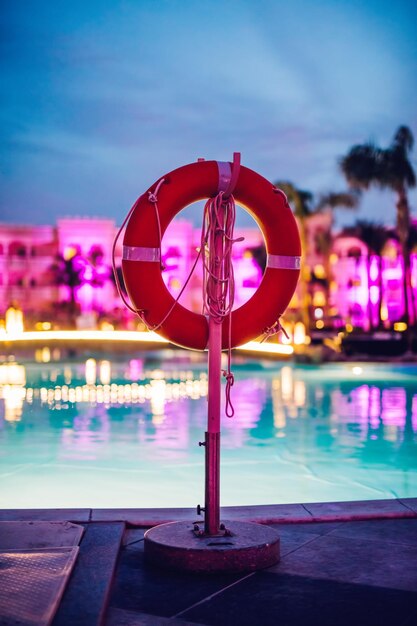 Lifebuoy in hotel resort in Egipt in the evening