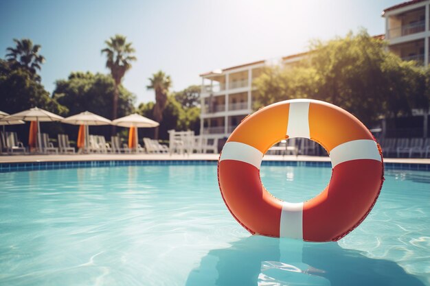 Lifebuoy in pool safety on water
