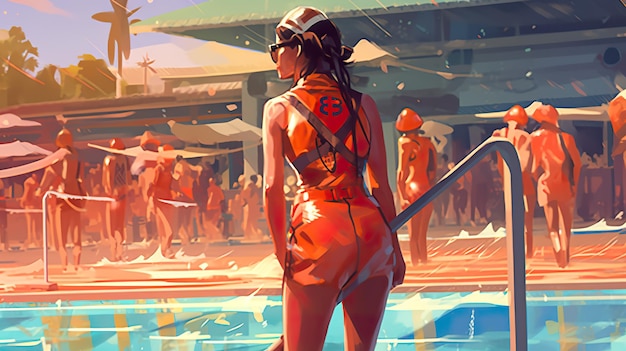 A lifeguard organizing a swimming competition ai generate