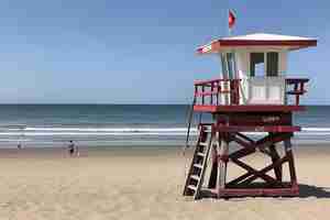 Photo a lifeguard stand on the beach with a life guard on it