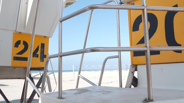 Lifeguard stand or life guard tower for surfing california ocean beach usa