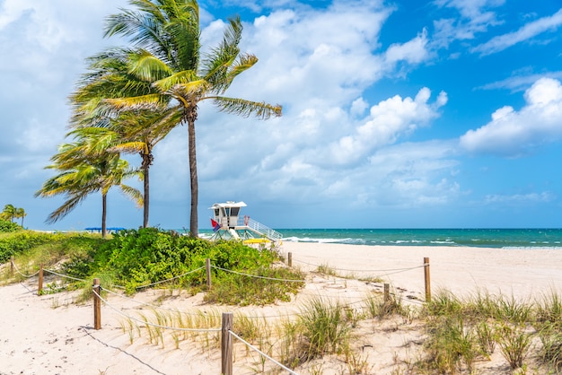 Lifeguard station on the beach in Fort Lauderdale, Florida USA