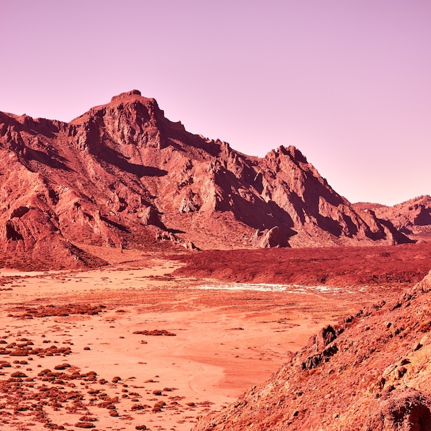 Lifeless martian landscape in the highland in Tenerife, The Canaries, Spain