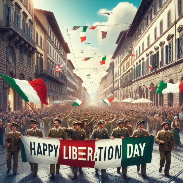 Photo lifelike art of florences liberation day parade