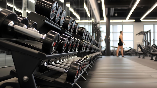 Lifelike Gym Atmosphere Dumbbell Array