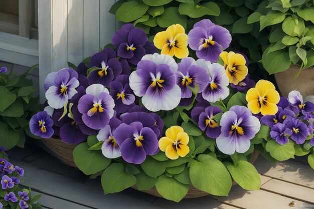 Photo lifelike photograph of pansy flowers in a garden home nature's beauty captured generated by ai