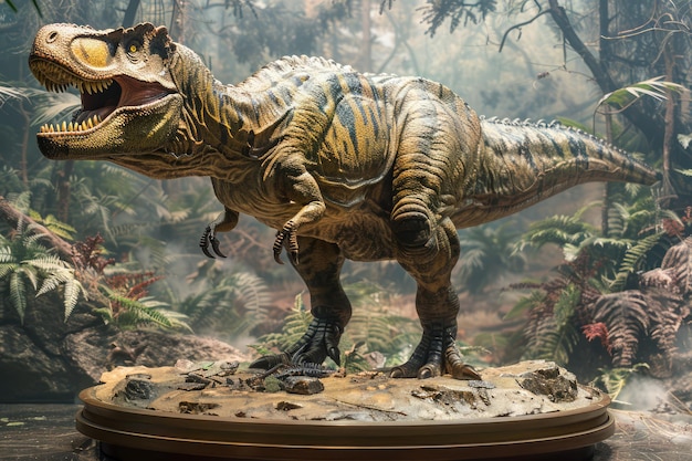 Lifelike Tyrannosaurus Rex Model in Natural History Exhibition with Detailed Textures on Display