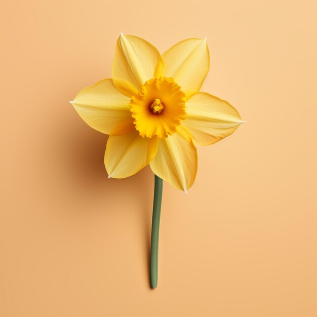 Lifelike yellow daffodil minimal retouching in micro photograph style