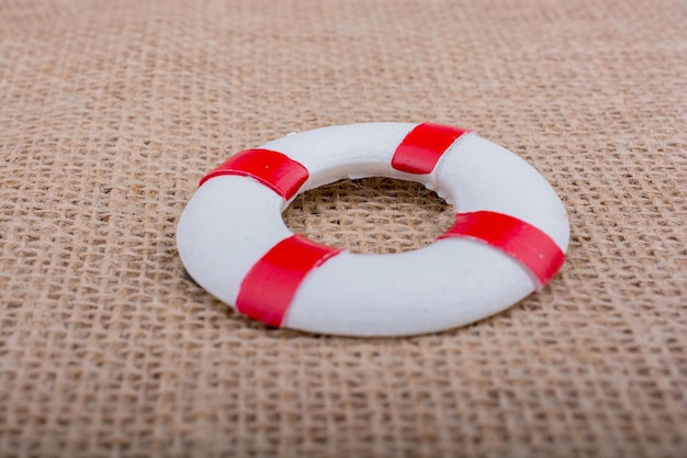 Photo lifesaver or life preserver on fabric