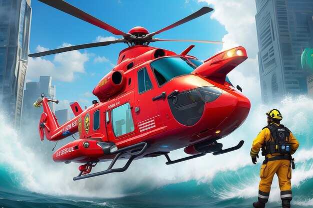 Lifesavers Unleashed HighTech Rescue Squads Dynamic Response in Flat Vector Style