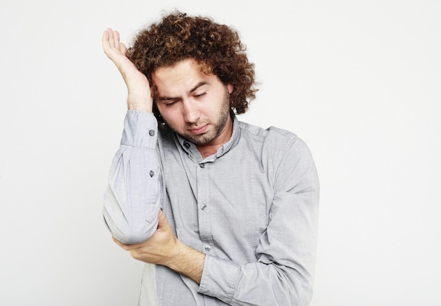 Lifestyle health and people concept young man have elbow pain