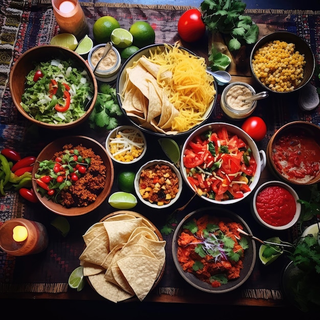 저녁 식사를 위한 라이프스타일 멕시코 음식