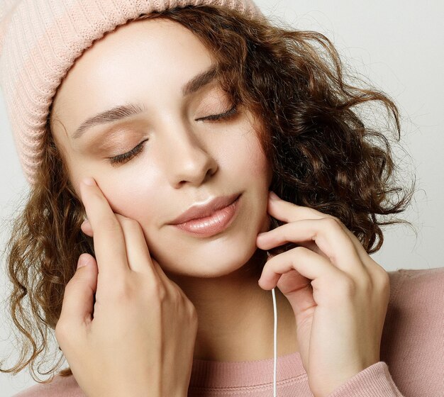 Lifestyle and people concept Beautiful young woman in headphone