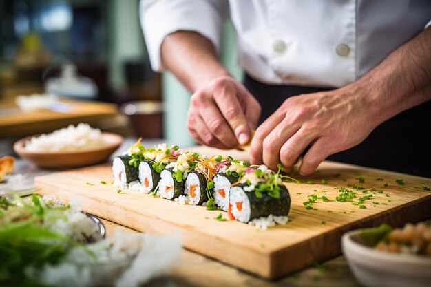 lifestyle of people ordering sushi at home