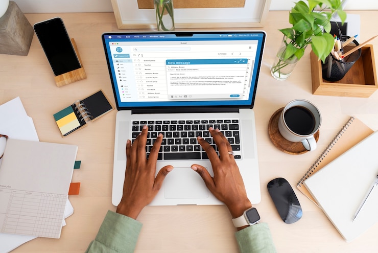 Photo lifestyle of person working on laptop