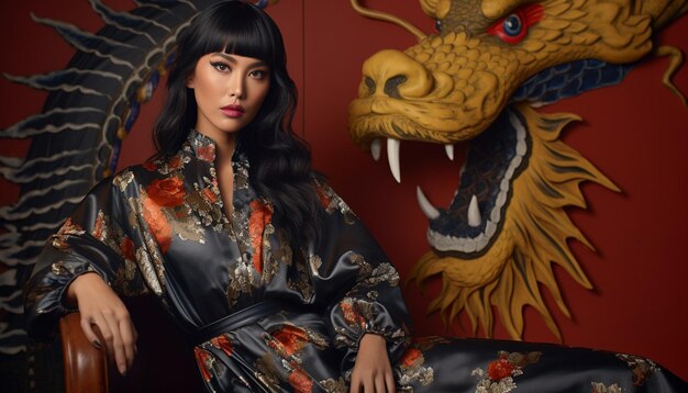 Photo a lifestyle photo featuring fashion items inspired by chinese dragon imagery