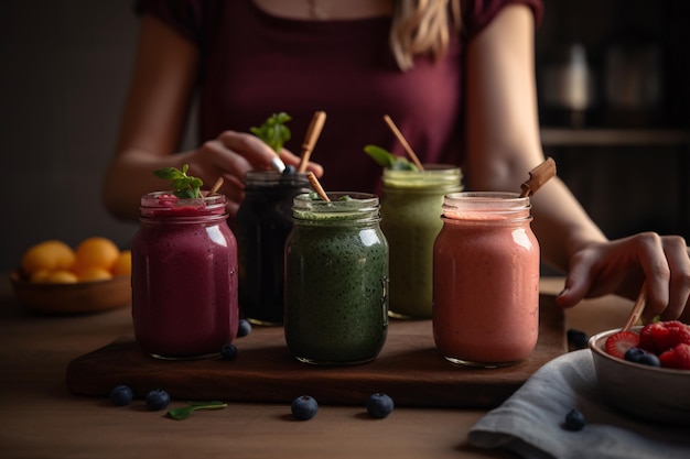 Lifestyle photograph featuring drinking smoothies Generative Ai