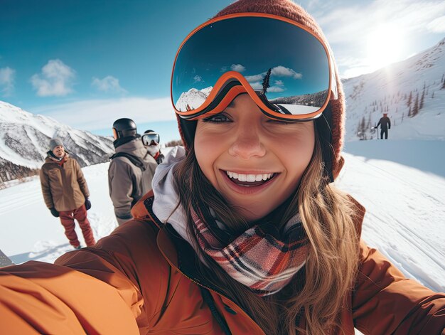Фото Фото фото стиля жизни красивой веселой молодой кавказской девушки в лыжных очках и шлеме