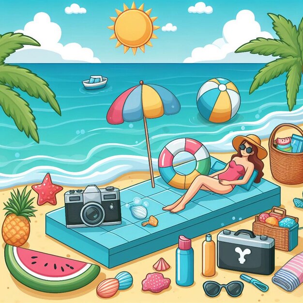 Lifestyle zomer scène met cartoon ontwerp