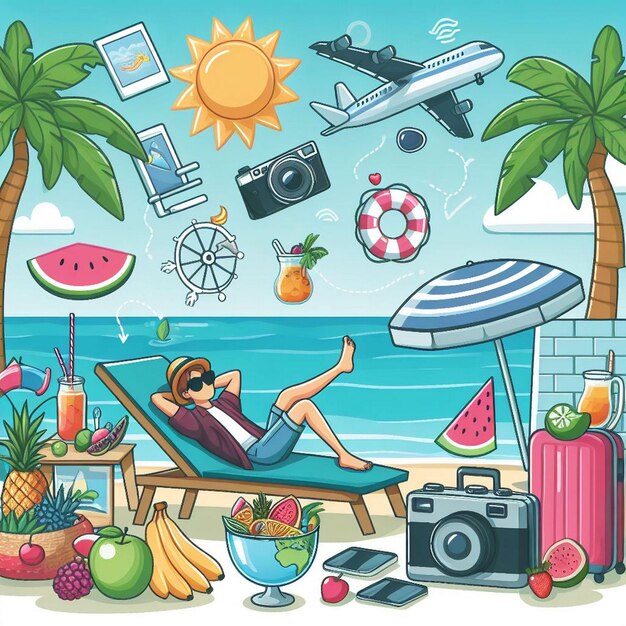 Lifestyle zomer scène met cartoon ontwerp