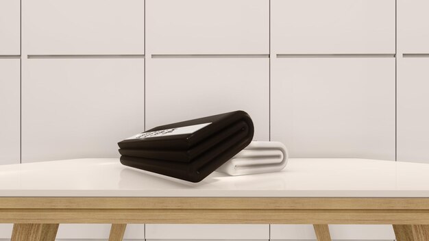 Liggend zwart wit handdoekmodel 3d illustratie