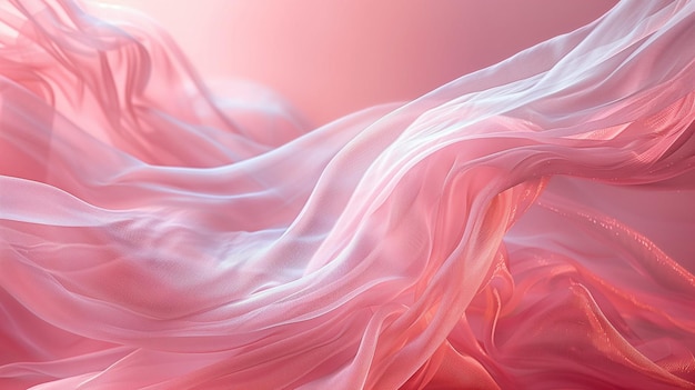 Light airy flying fabric on a soft pink background