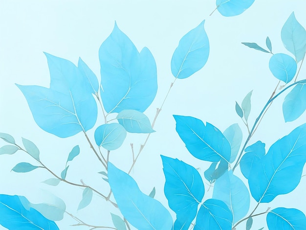 light blue background painted leaves around the edges downloade