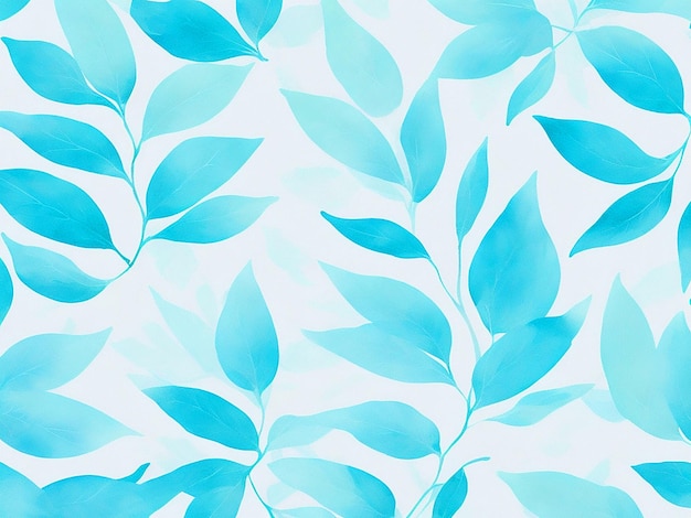 Photo light blue background painted leaves around the edges downloade