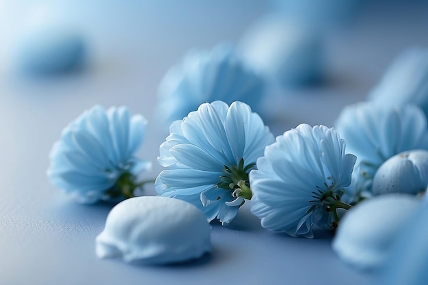 light blue background with beautiful flowers