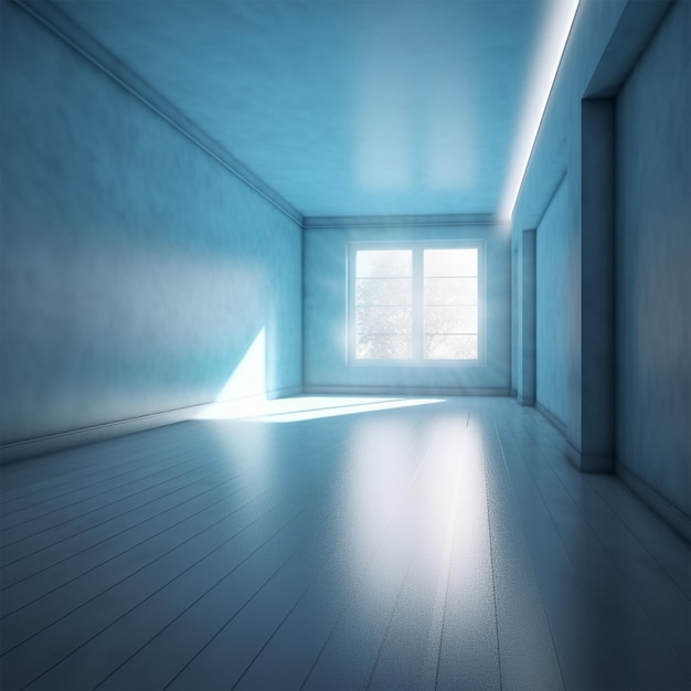 Фото Светло-голубая пустая стена и гладкий пол с интер