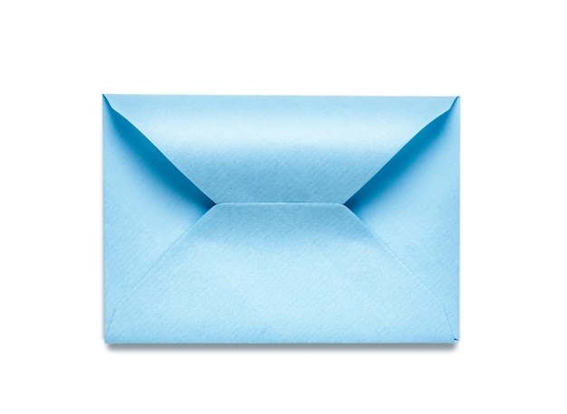 Light blue envelope isolated on white background Object with clipping path