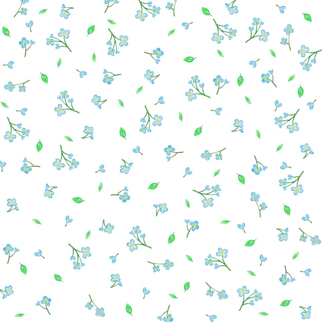 Photo light blue flower and leaf pattern image