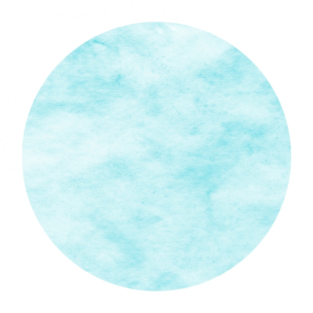 Light blue hand drawn watercolor circular frame background texture with stains